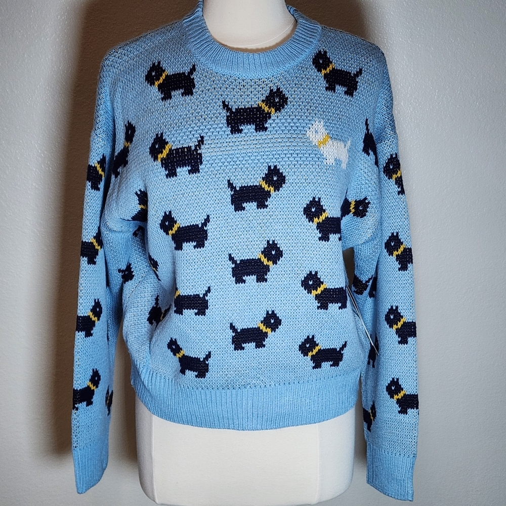 Netflix Stranger Things Erica's Scottie Dog Sweater by No Boundaries size Med